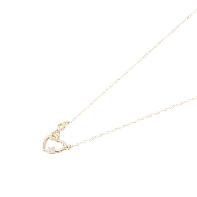 JB JOYAS BARON - Collar de Plata Esterlina 925 Corazon e Infinito con Circon Revestido en Oro 18kt