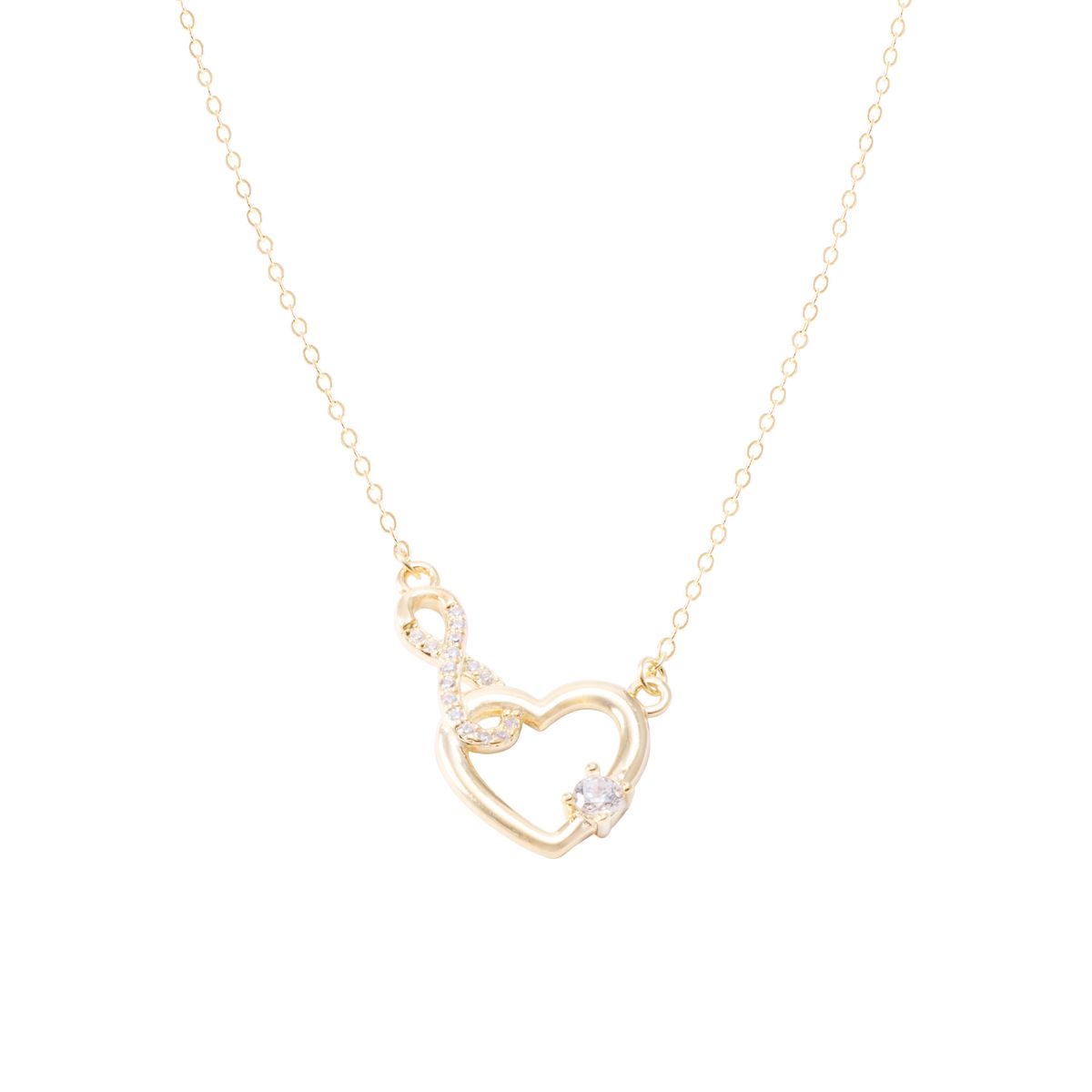 JB JOYAS BARON - Collar Revestido en Oro 18kt Corazón e Infinito Circonita