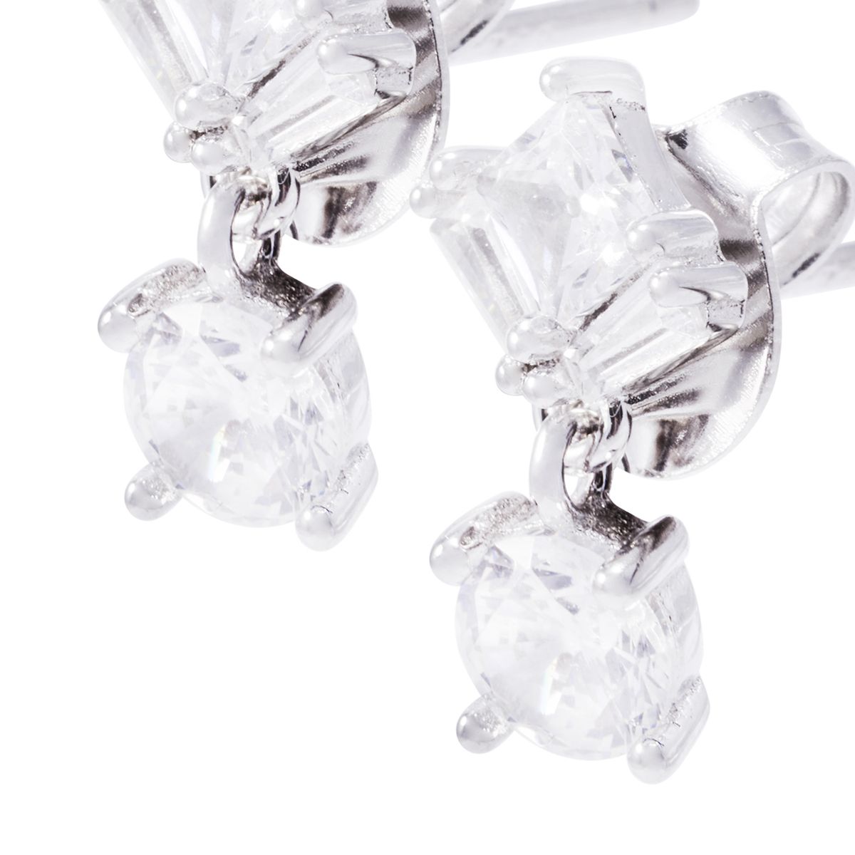 JB JOYAS BARON - Aros de Plata Esterlina Dúo de Luz Colgante con Circonita