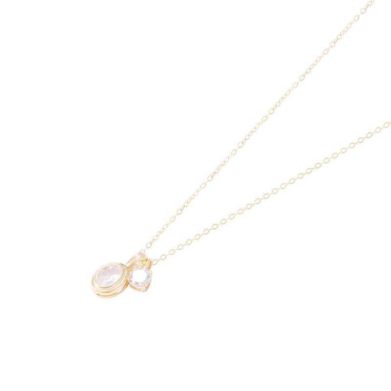JB JOYAS BARON - Collar Revestido en Oro 18kt Doble Circonita y Punto de Luz