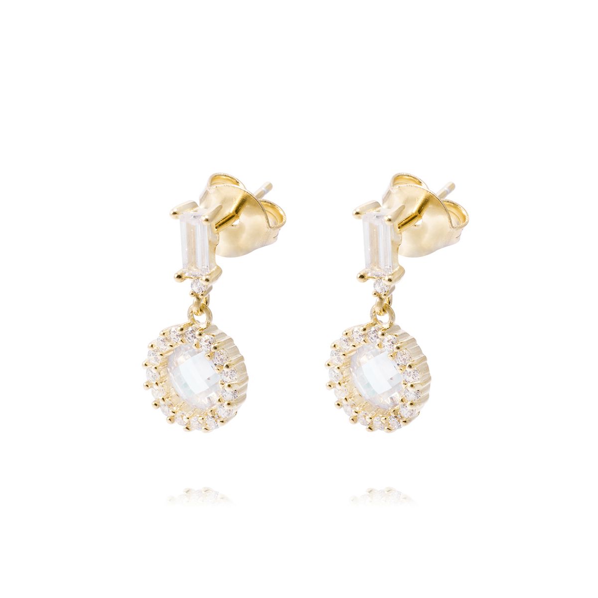 JB JOYAS BARON - Aros Revestidos en Oro 18kt Colgantes Círculos con Circonita