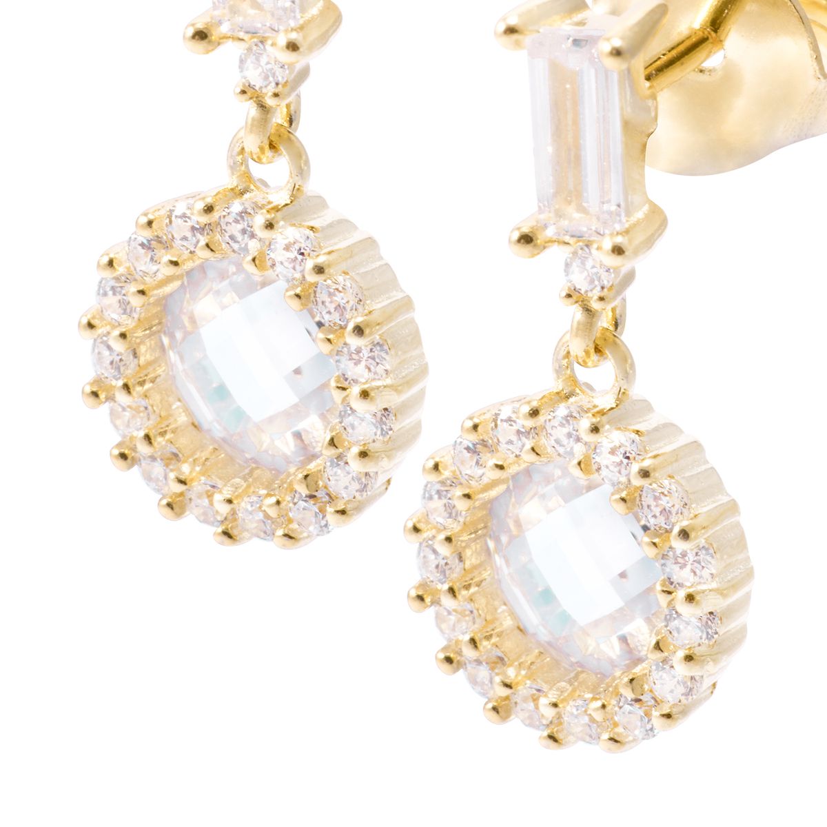 JB JOYAS BARON - Aros Revestidos en Oro 18kt Colgantes Círculos con Circonita