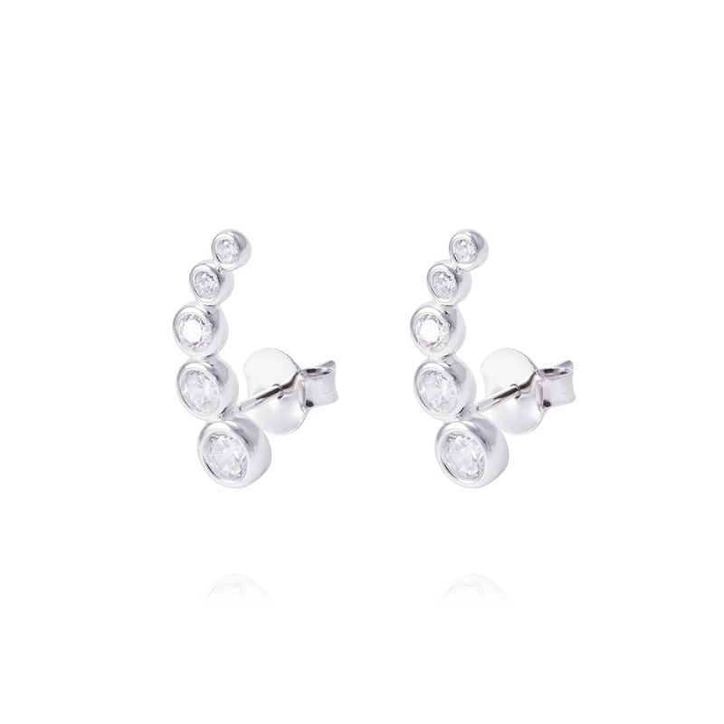 JB JOYAS BARON - Aros de Plata Esterlina Cinco Círculos con Circonita