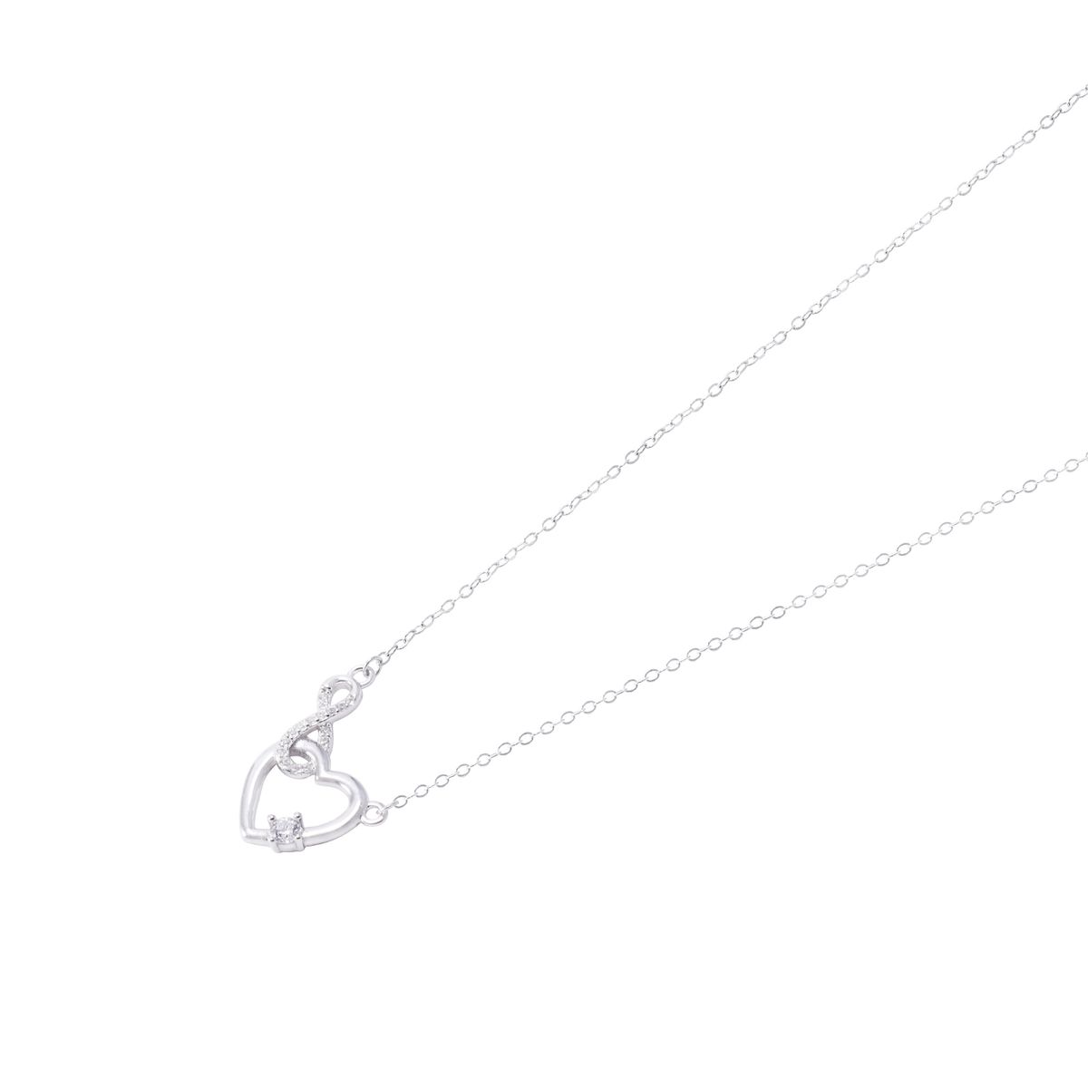 JB JOYAS BARON - Collar de Plata Esterlina 925 Corazon e Infinito con Circon