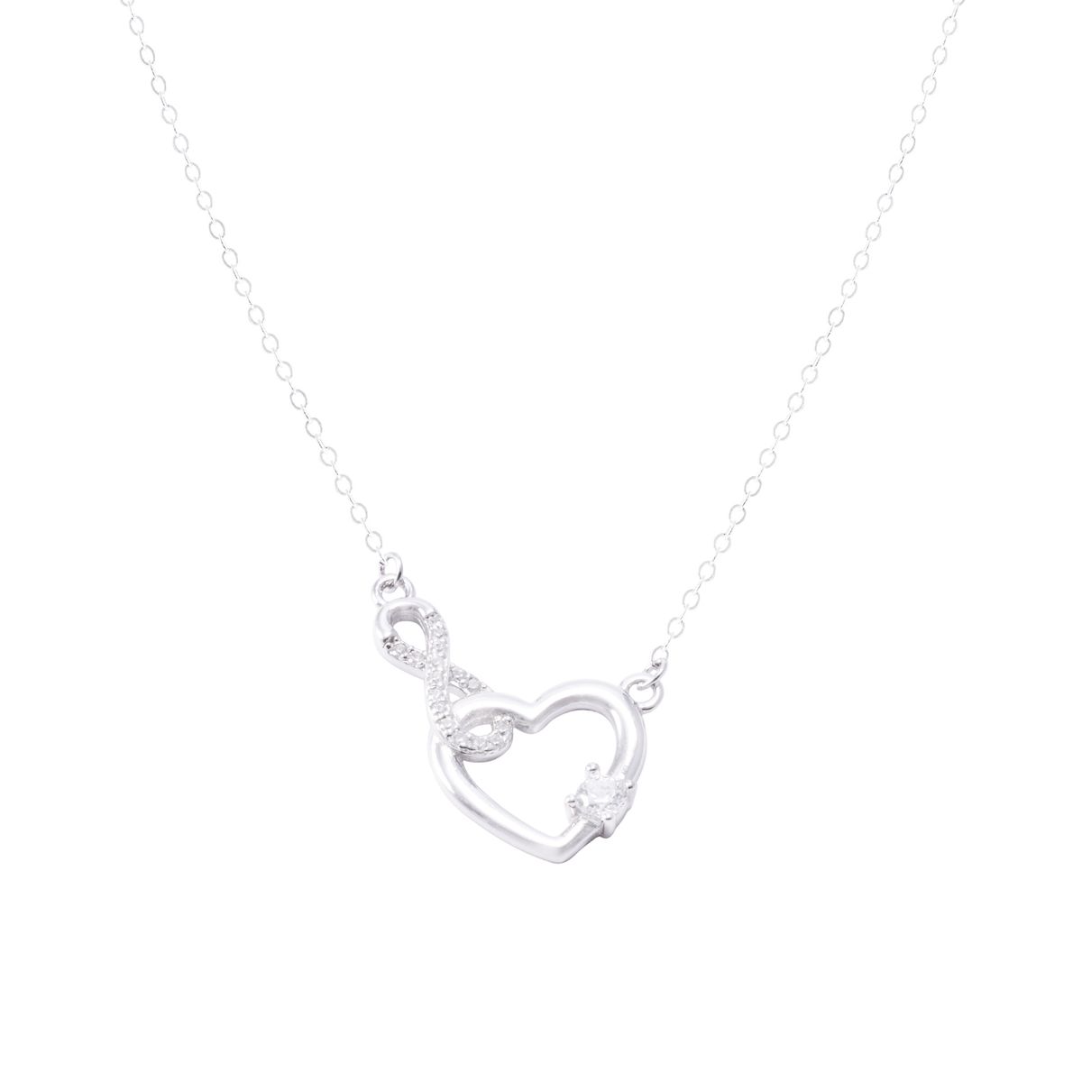 JB JOYAS BARON - Collar de Plata Esterlina 925 Corazon e Infinito con Circon
