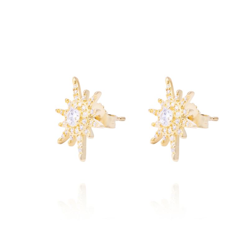 JB JOYAS BARON - Aros Revestidos en Oro 18kt Estrella Fugaz Circonita