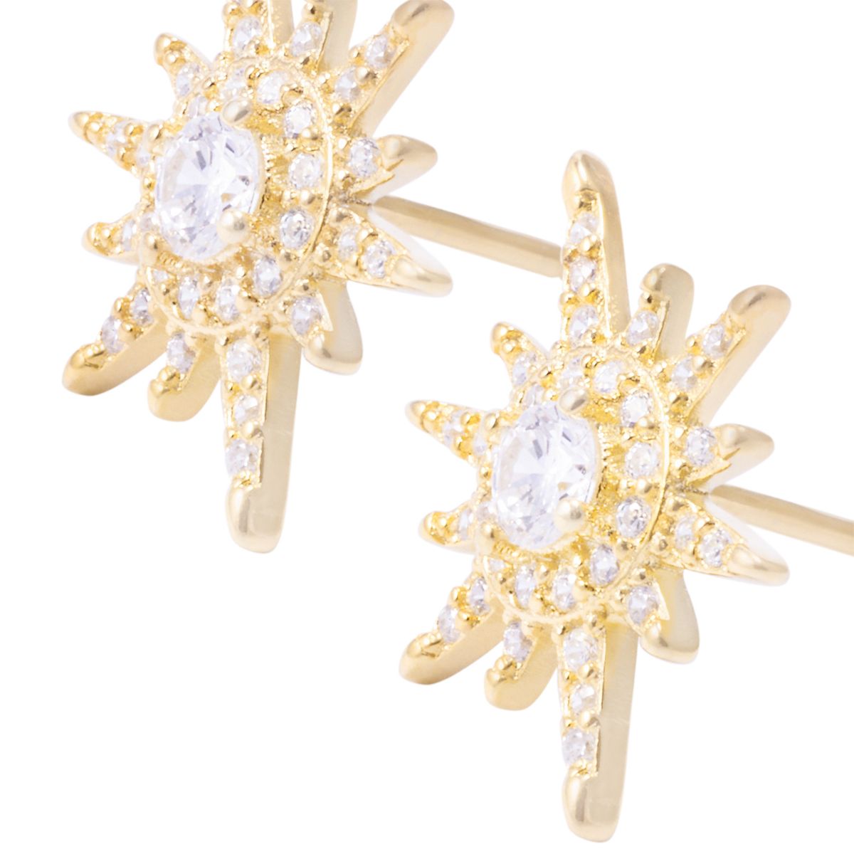 JB JOYAS BARON - Aros Revestidos en Oro 18kt Estrella Fugaz Circonita