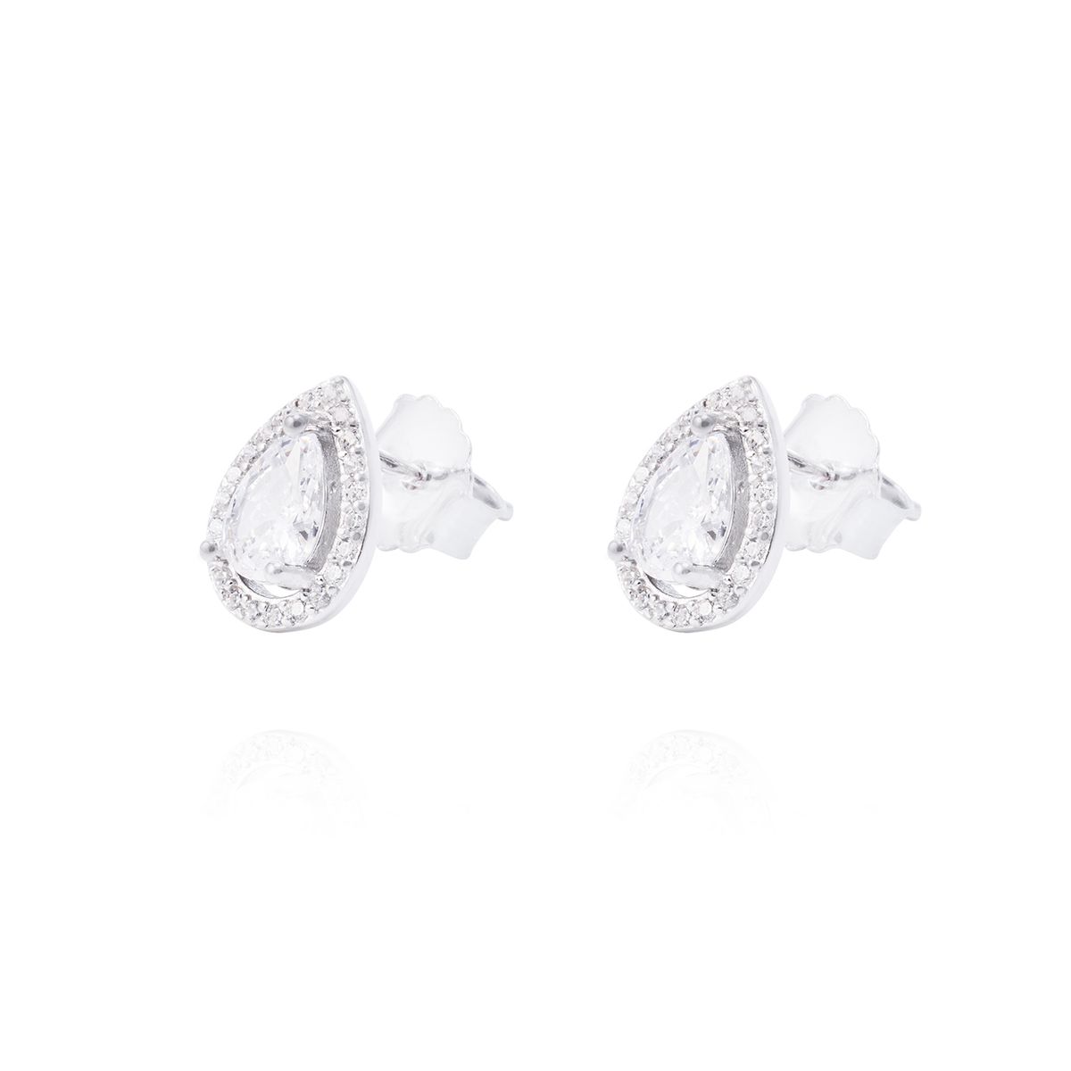 JB JOYAS BARON - Aros de Plata Esterlina Gotas de Agua Circonita Grande