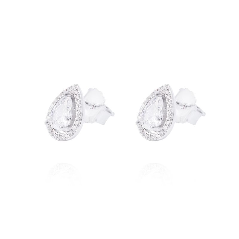 JB JOYAS BARON - Aros de Plata Esterlina Gotas de Agua Circonita Grande