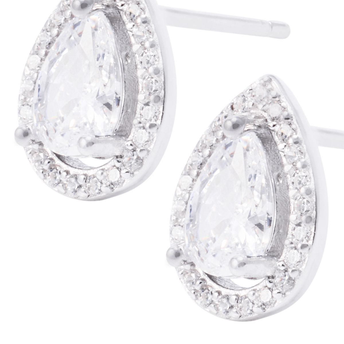 JB JOYAS BARON - Aros de Plata Esterlina Gotas de Agua Circonita Grande