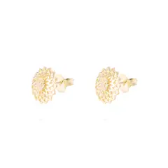 JB JOYAS BARON - Aros de Plata Esterlina Flor Circonita Revestido en Oro 18kt