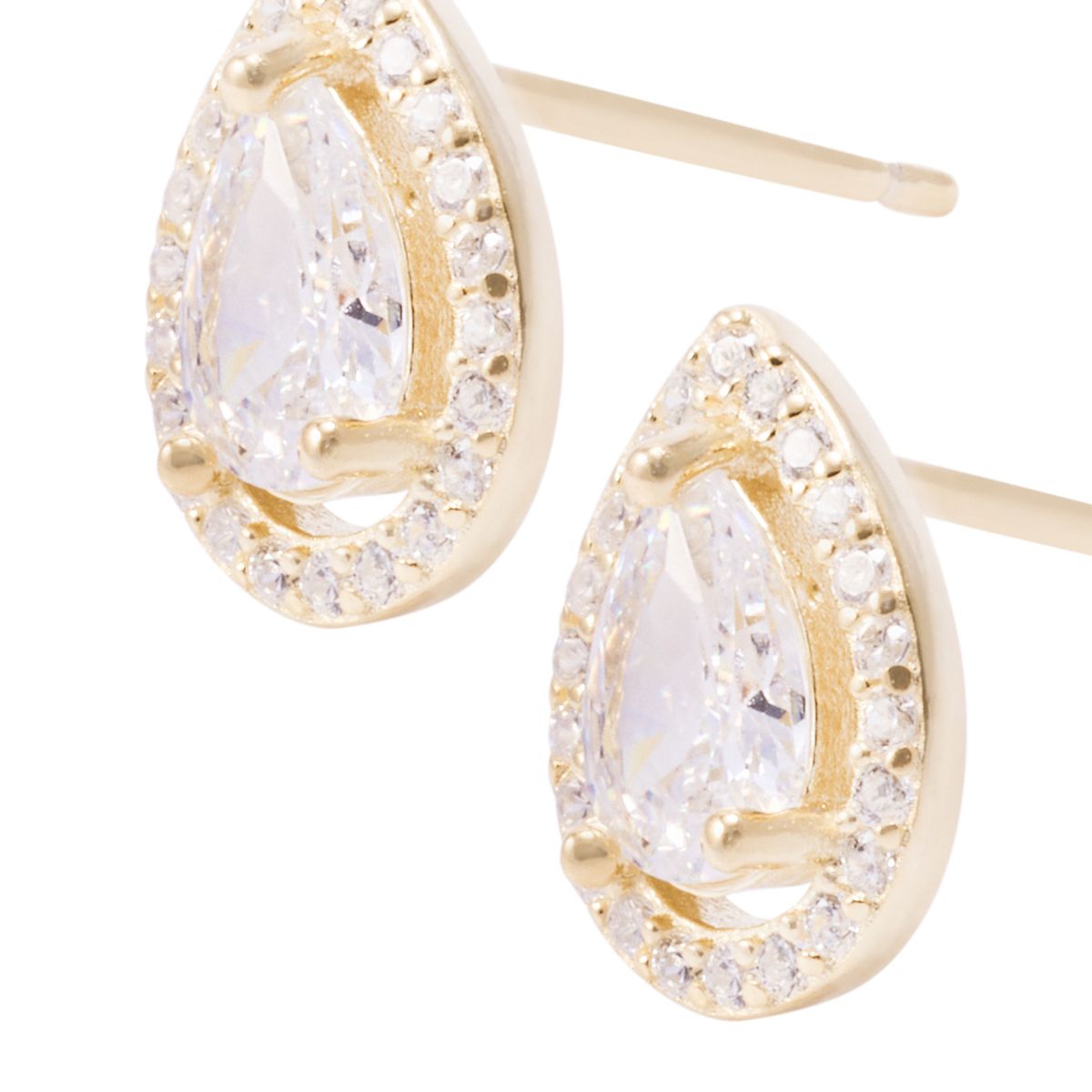 JB JOYAS BARON - Aros Revestidos en Oro 18kt Gotas de Agua Circonita Grande