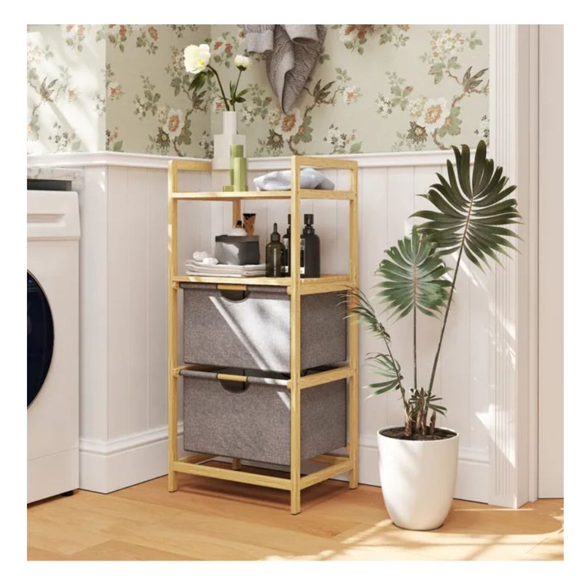 GENERICO - Estante Mueble Bambu Cajones Baño Organizador Gris