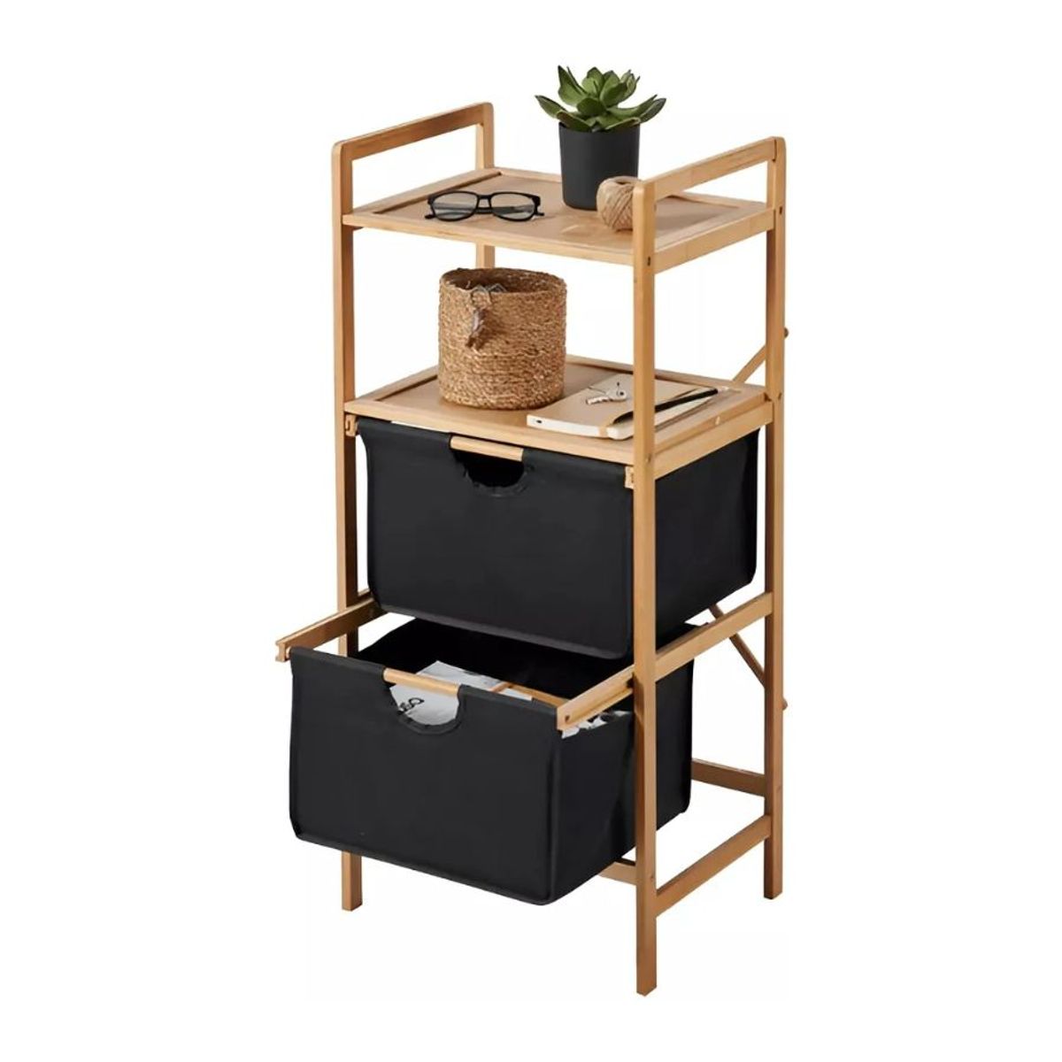 GENERICO - Estante Mueble Bambu Cajones Baño Organizador Negro