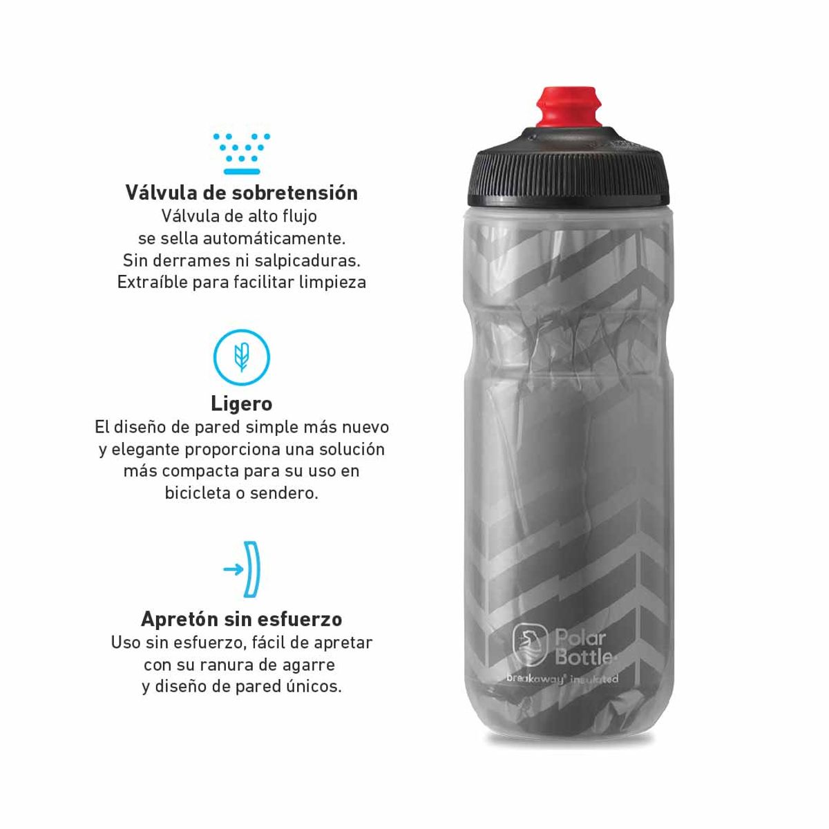 POLAR BOTTLE - BOTELLA BREAKAWAY INSULATED 600ML BOLT CHARCOAL/SILVER