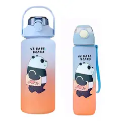 ESHOPANGIE - Pack 2 Botellas Agua De 2 Litros Y900ml Osos CelesteNaranja
