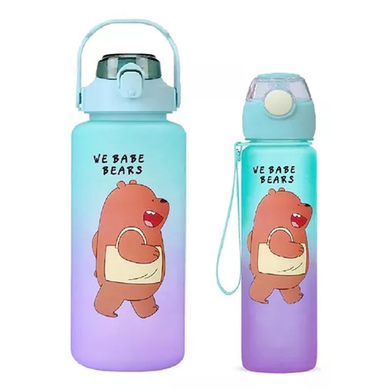 ESHOPANGIE - Pack 2 Botellas Agua De 2 Litros Y 900ml Osos VerdeMorado