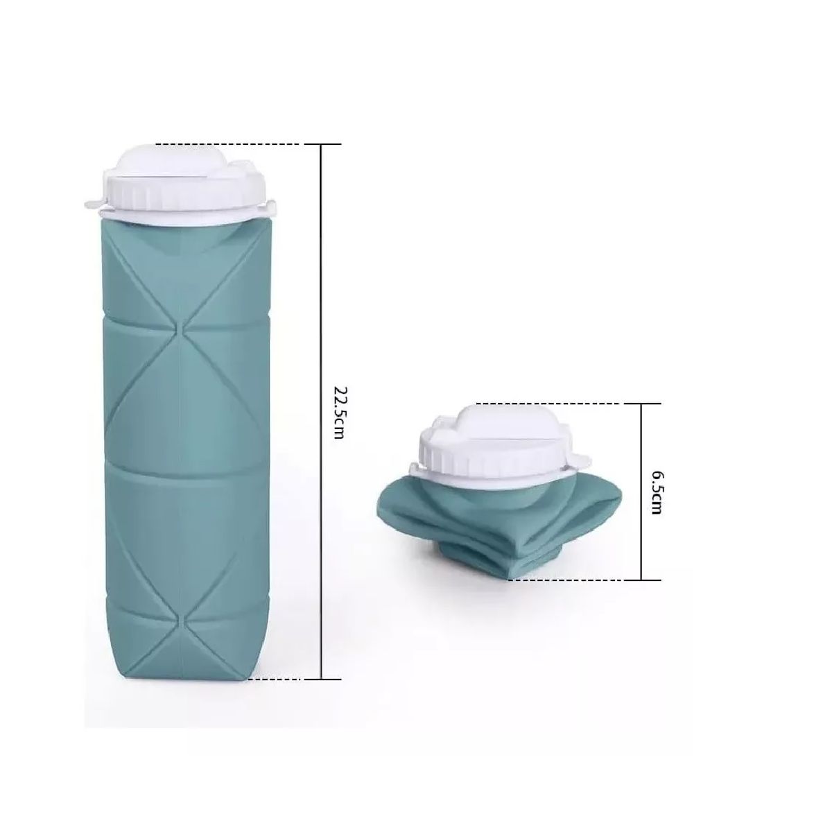 GENERICO - Botella Plegable  Silicon 600ml Viaje Fitness Azul Claro
