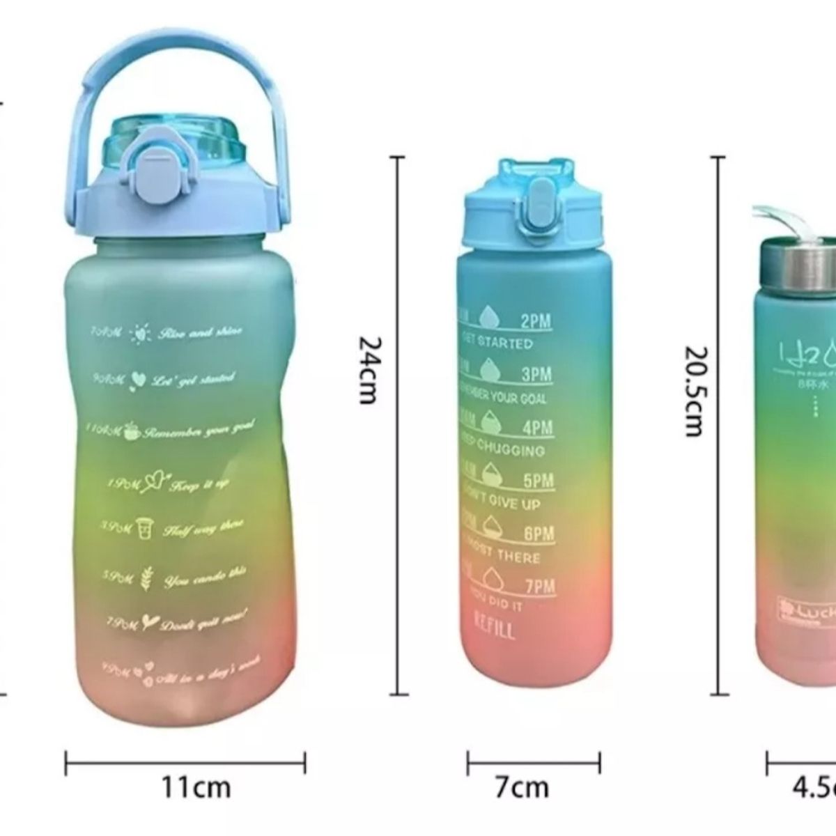 GENERICO - pack de 3 btellas de agua deportivas motivacional