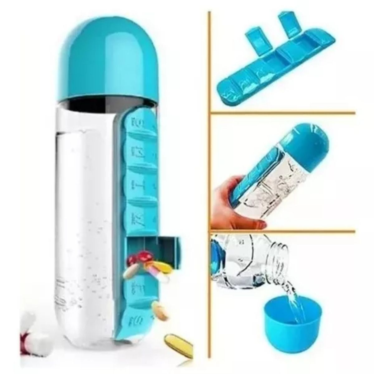 GENERICO - Pastillero 2 En 1 Botella 600ml Organizador
