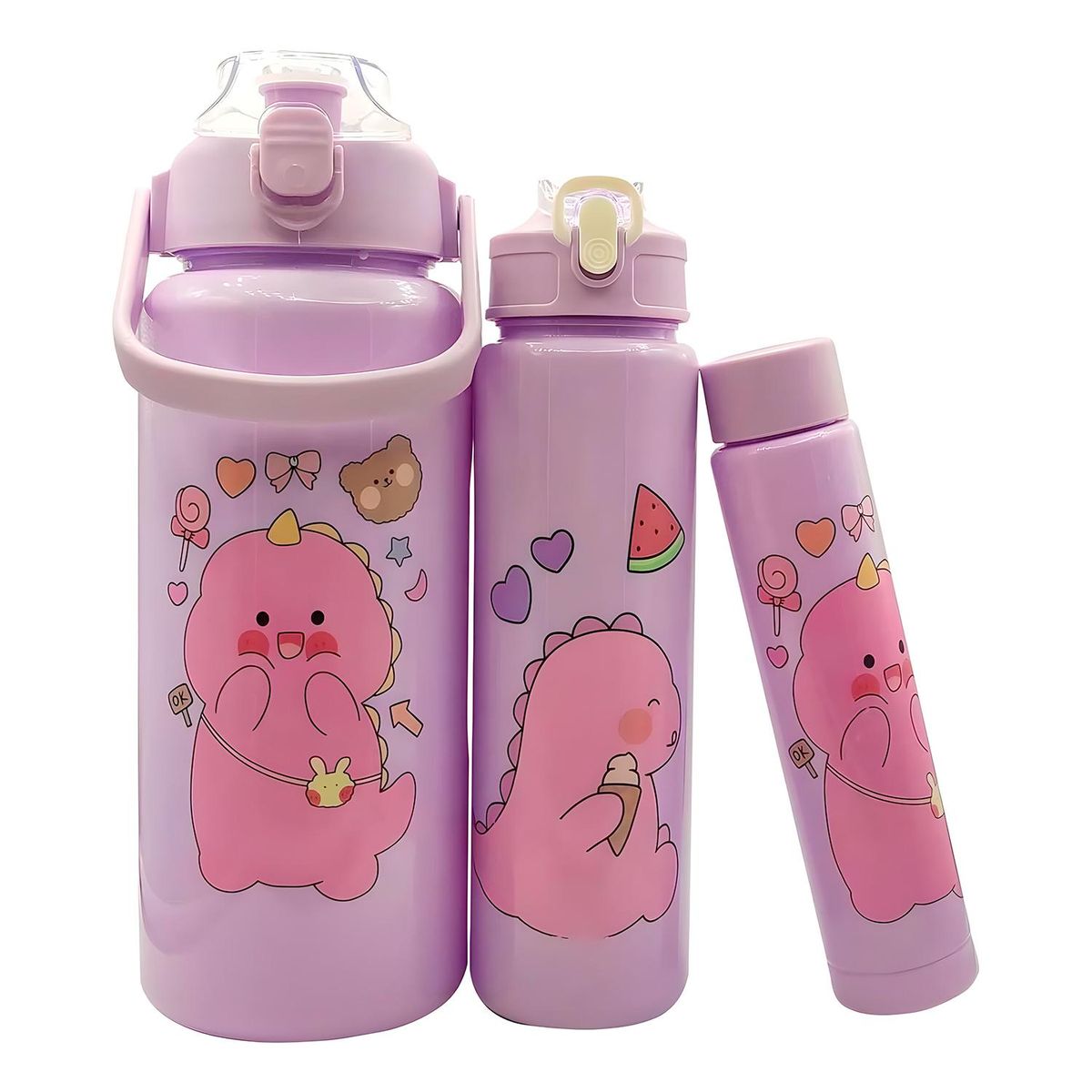 GENERICO - Botellas de Agua Motivacional 2000ml, 800ml y 290ml 3 en 1 -Lila