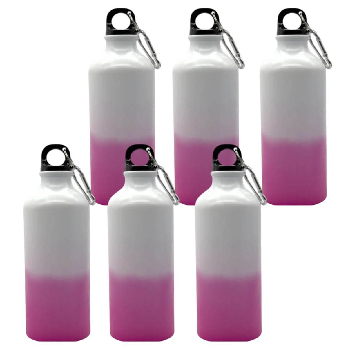 GENERICO - Pack por 6 Botellas Mágicas Sublimables Blanco a Rosa 600 ml