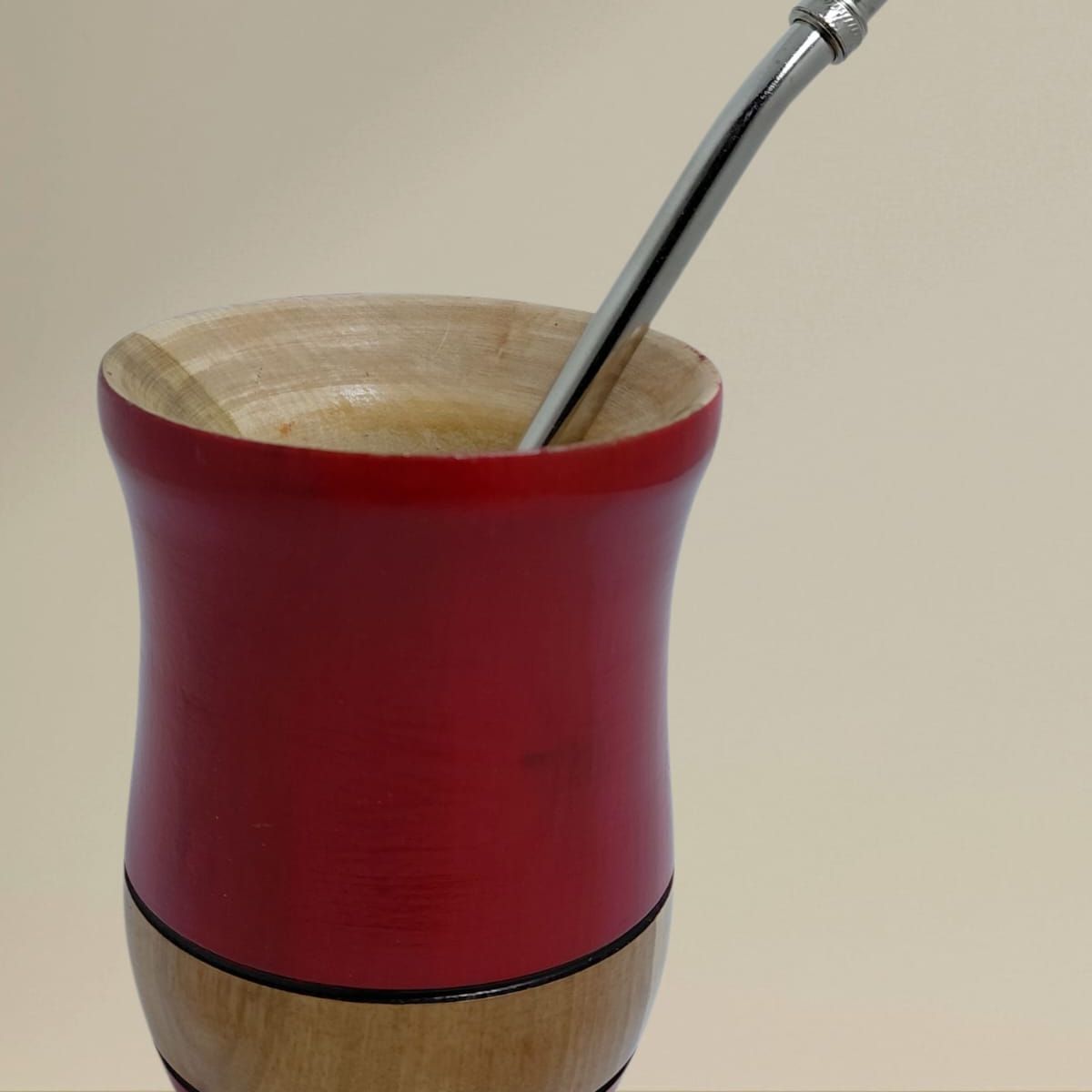 Mate Palo Santo De Madera Taza 100ml Rojo Con Bombilla, marca GENERICO - Foto Principal