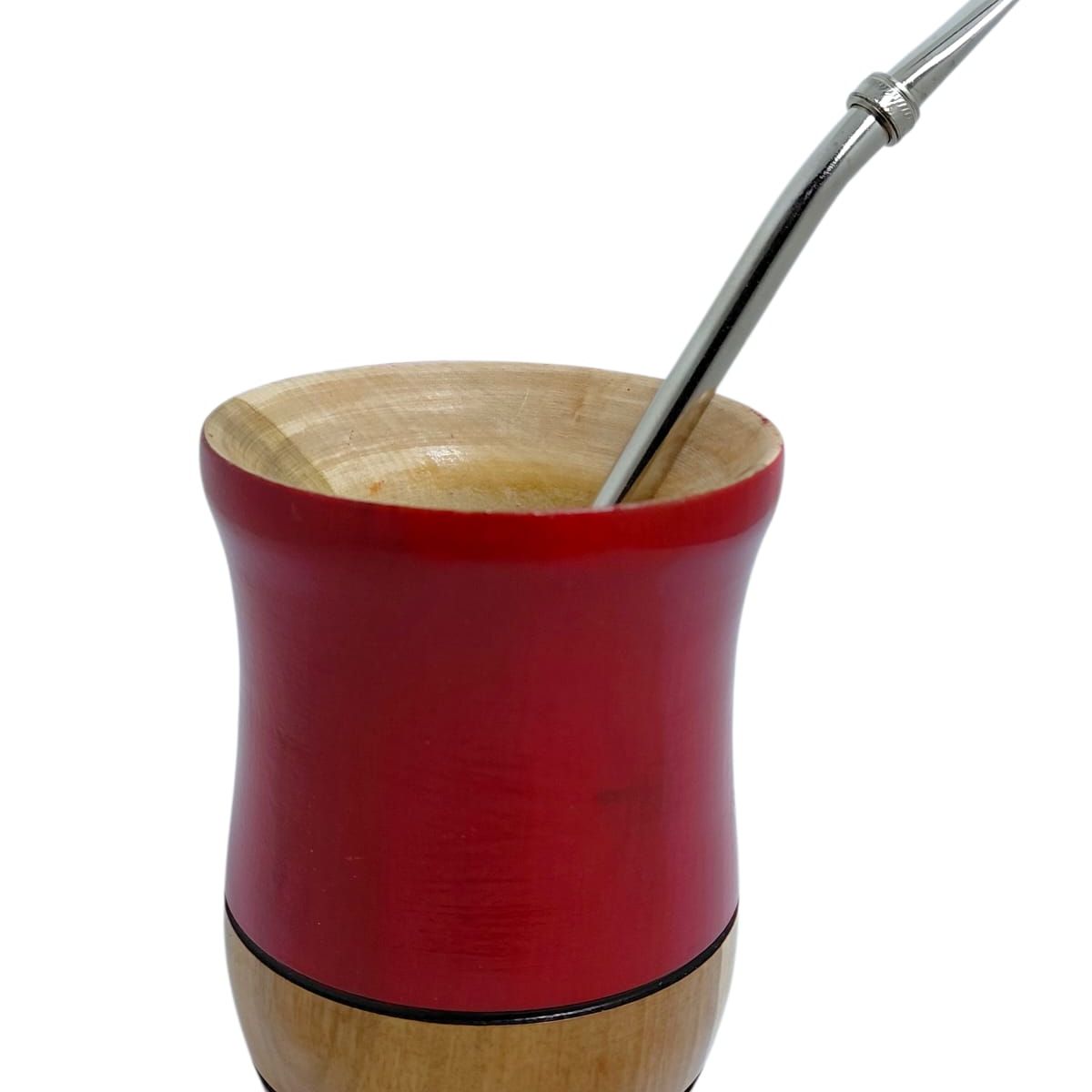 Mate Palo Santo De Madera Taza 100ml Rojo Con Bombilla, marca GENERICO - Foto 2