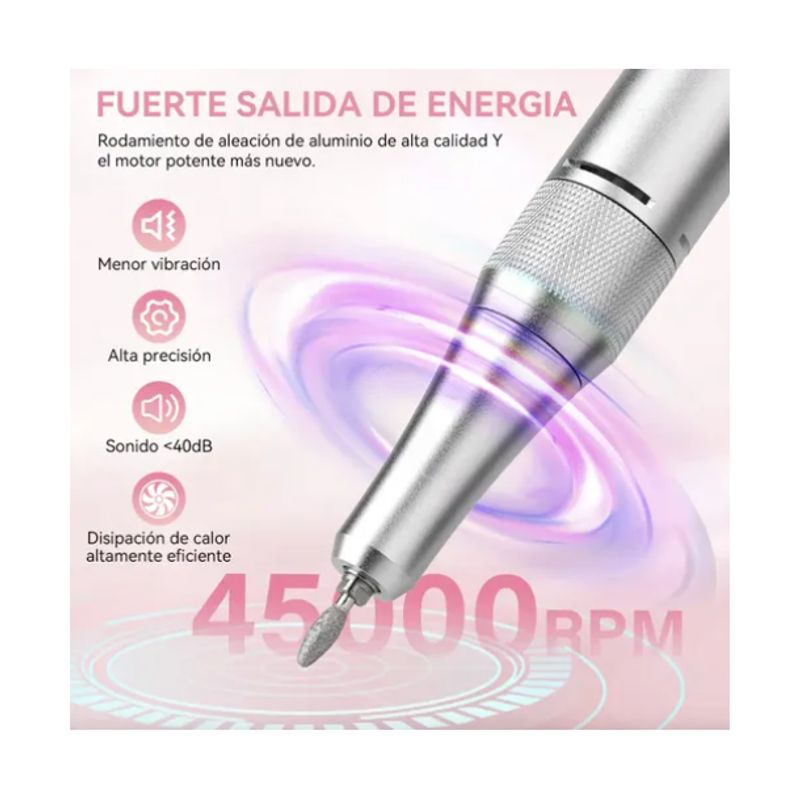 GENERICO - Pulidor De Uñas Esmeril Profesional Drill Portátil 45000 Rpm