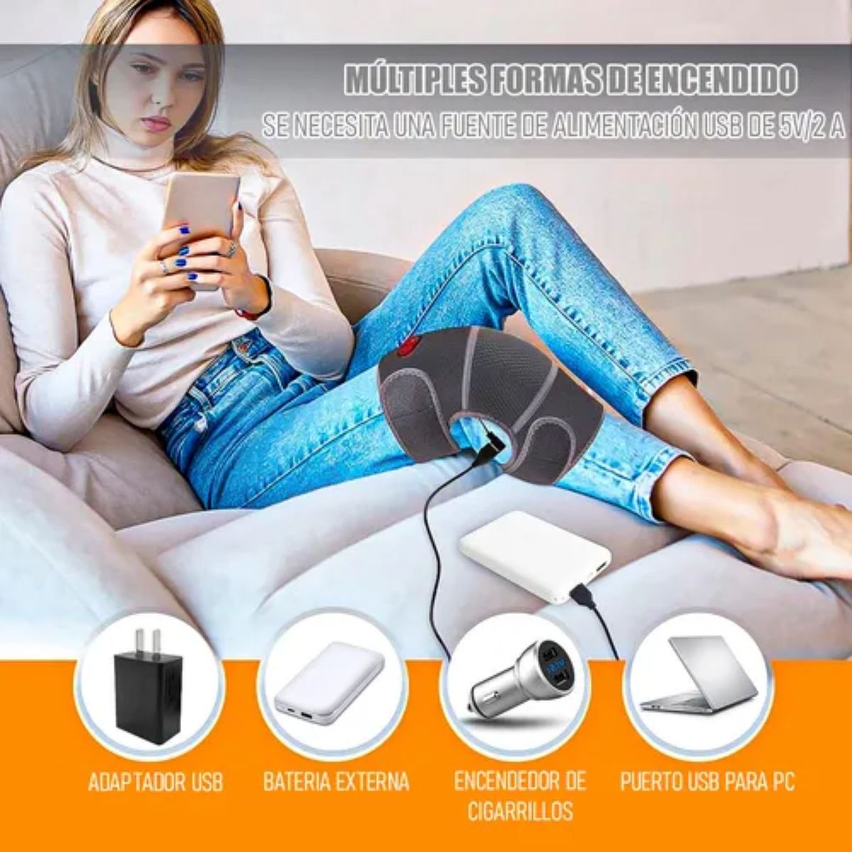 MOVI - RODILLERA 2 EN 1 CON CALEFACCIÓN Y MASAJE PARA DOLORES.