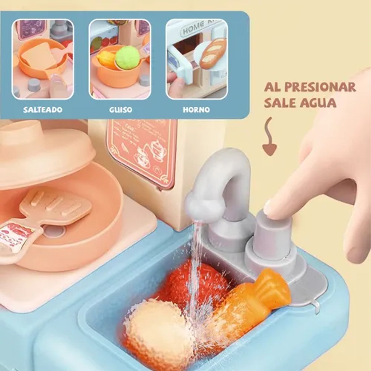 GENERICO - Cocina de juguete Kitchen 32 piezas juego para niñas y niños celeste