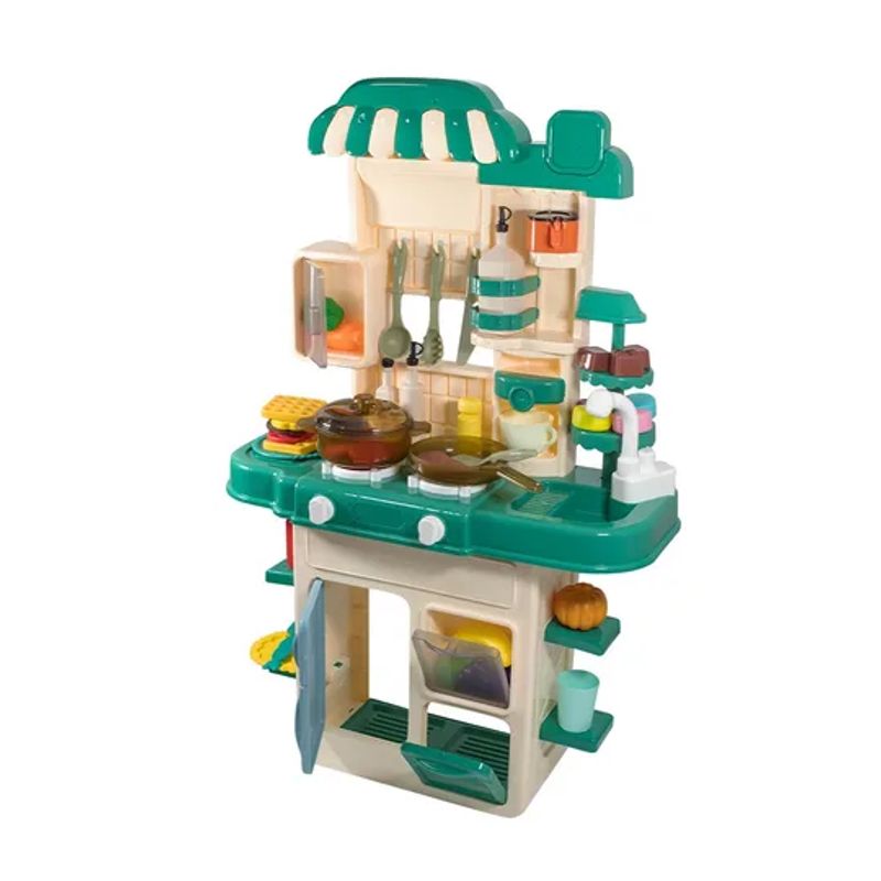 GENERICO - Cocina interactiva moderna para niñas y niños con sonido y luces verde