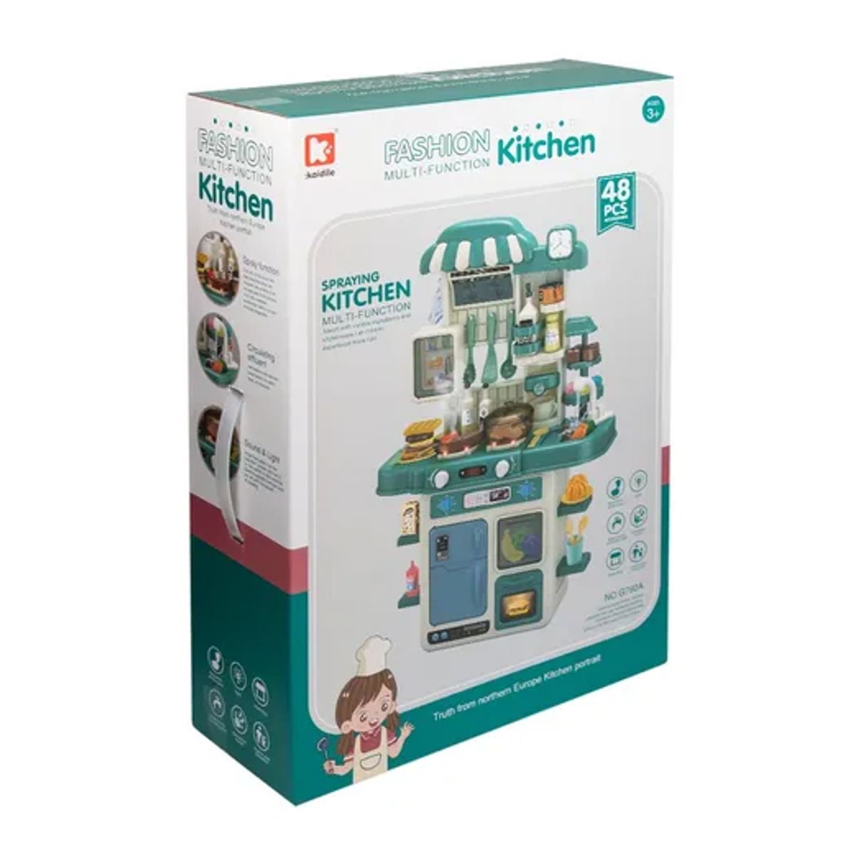 GENERICO - Cocina interactiva moderna para niñas y niños con sonido y luces verde