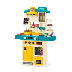 GENERICO - Cocina interactiva moderna para niñas y niños con sonido y luces azul