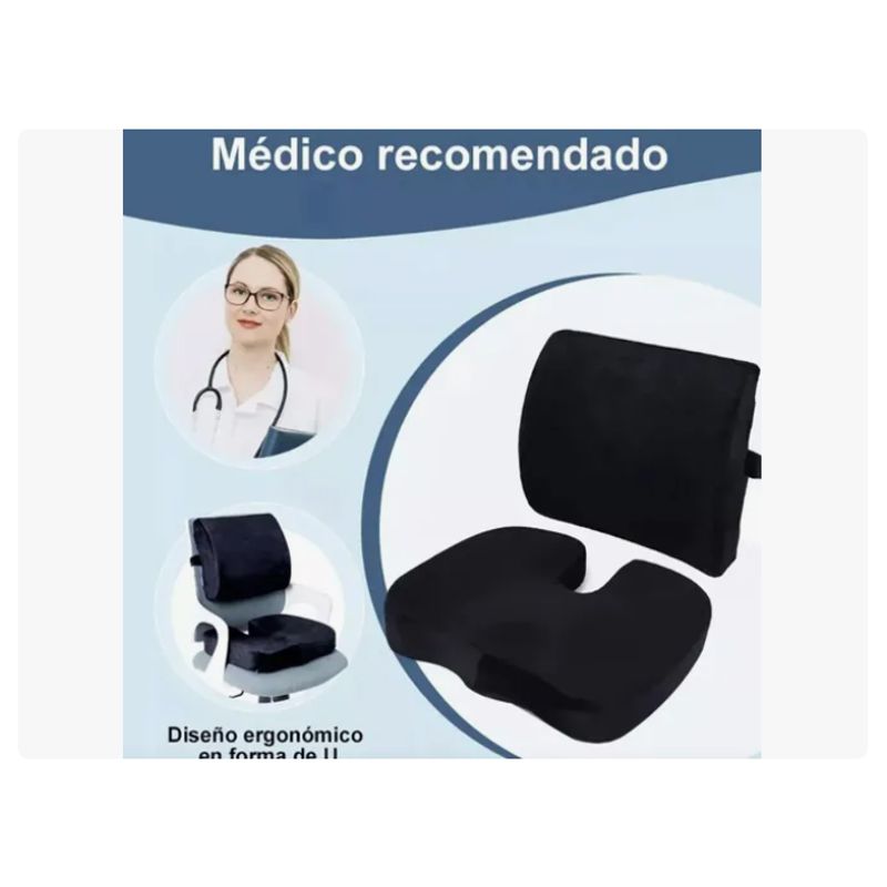 GENERICO - Kit Cojin Asiento Con Soporte Respaldo Lumbar Para Sillas