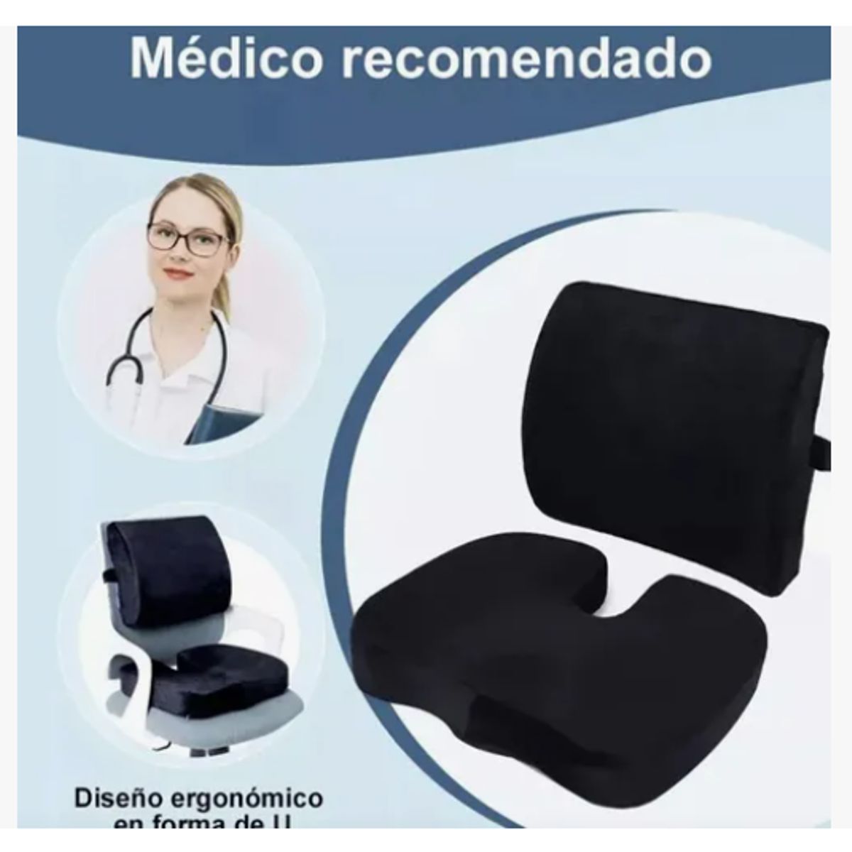 GENERICO - Kit Cojin Asiento Con Soporte Respaldo Lumbar Para Sillas