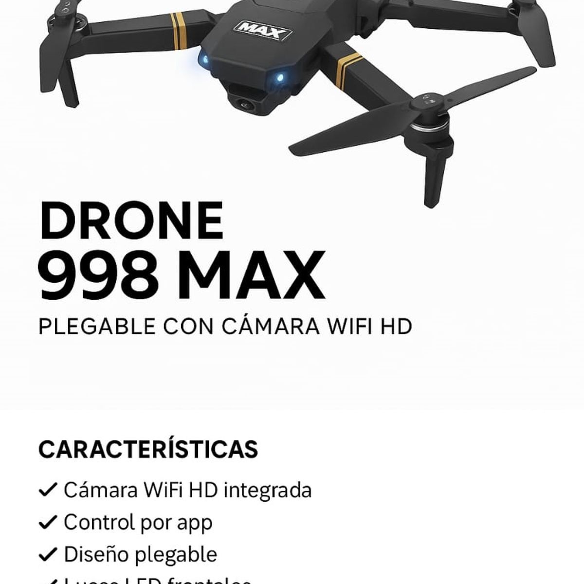 MAX - Dron WiFi plegable 998MAXFOTO Y VIDEOS HD