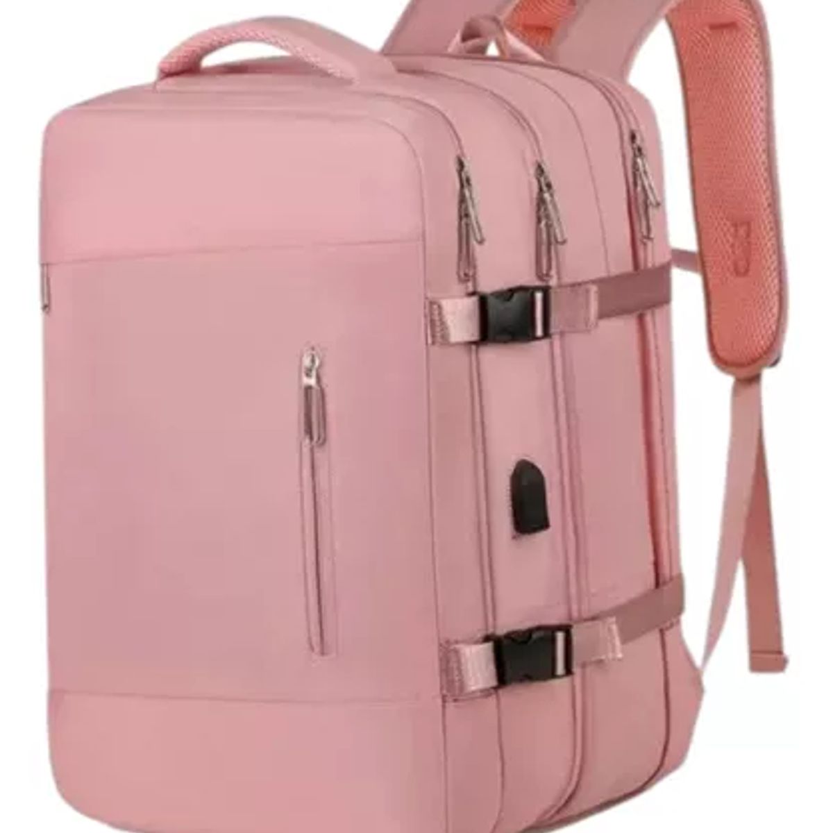 GENERICO - Mochila expandible de viaje impermeable cabina de avión color rosado