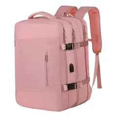GENERICO - Mochila expandible de viaje impermeable cabina de avión color rosado