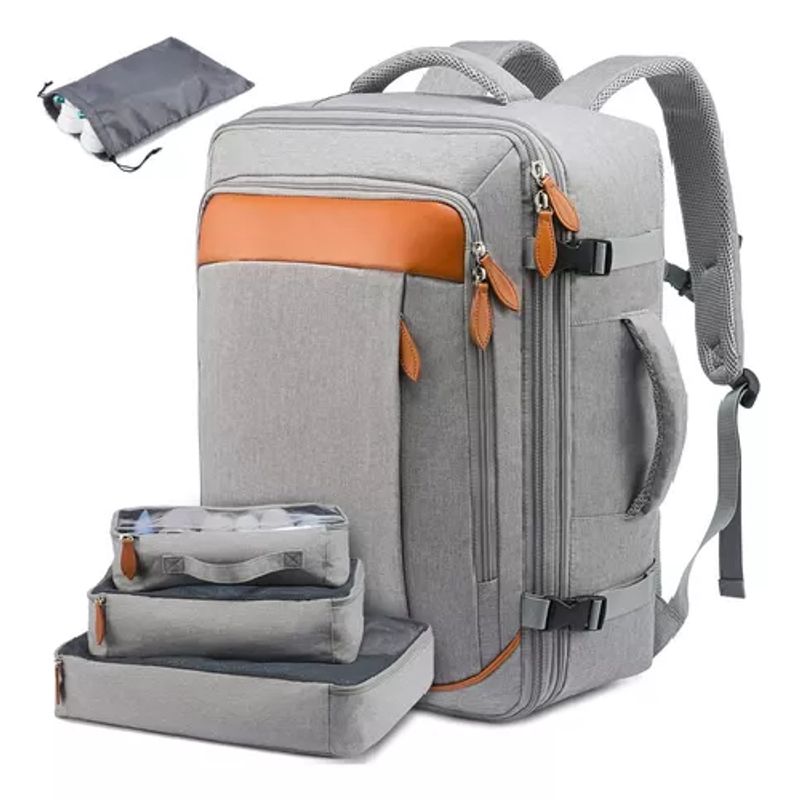 GENERICO - Mochila de maleta de viaje con 4 cubos de embalaje para avión color gris