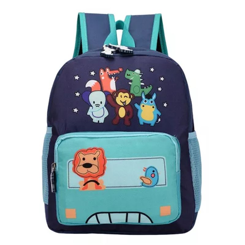 GENERICO - Mochila animalitos para niños kindergarten color celeste impermeable