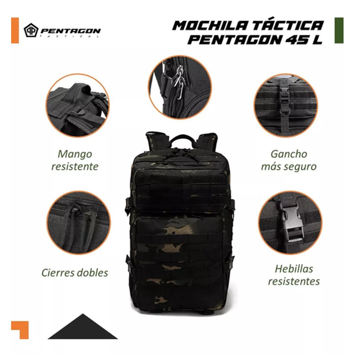 GENERICO - Mochila táctica militar impermeable color camuflado