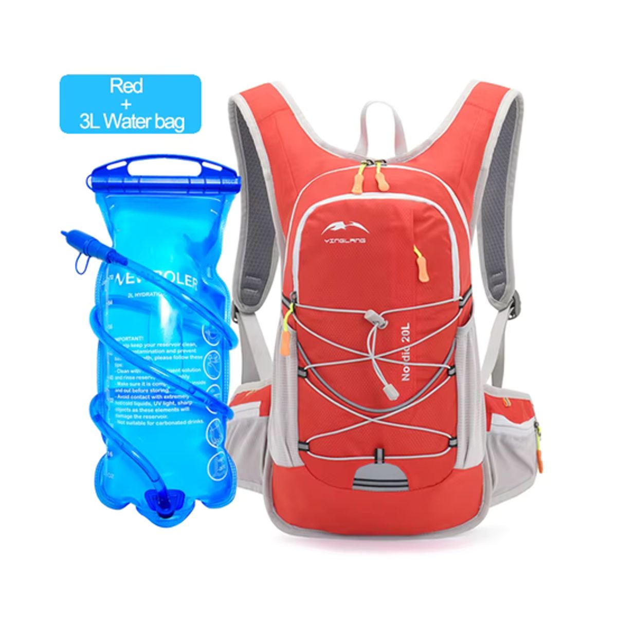 GENERICO - Mochila hidratación + bolsa de agua color rojo