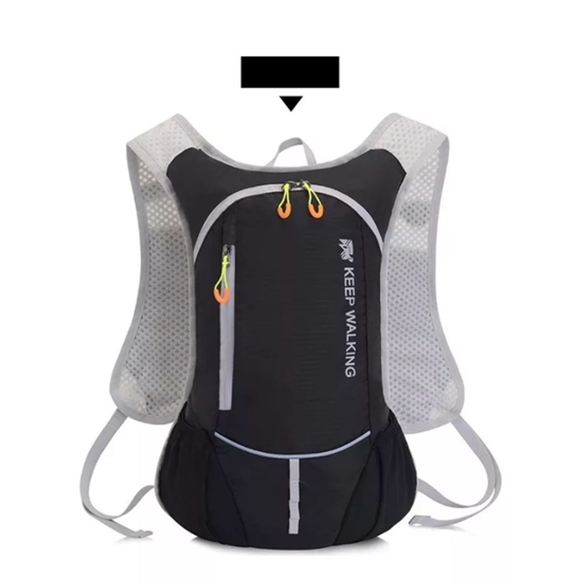 GENERICO - Mochila ultraligera outdoor trekking running + bolsa agua negro