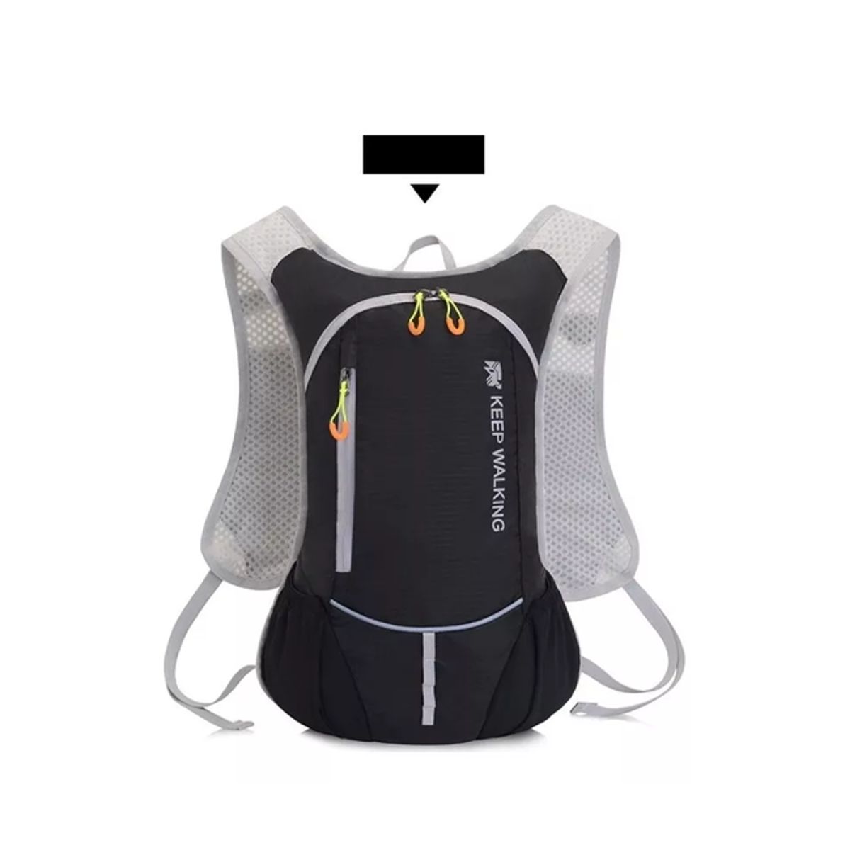 GENERICO - Mochila ultraligera outdoor trekking running + bolsa agua negro