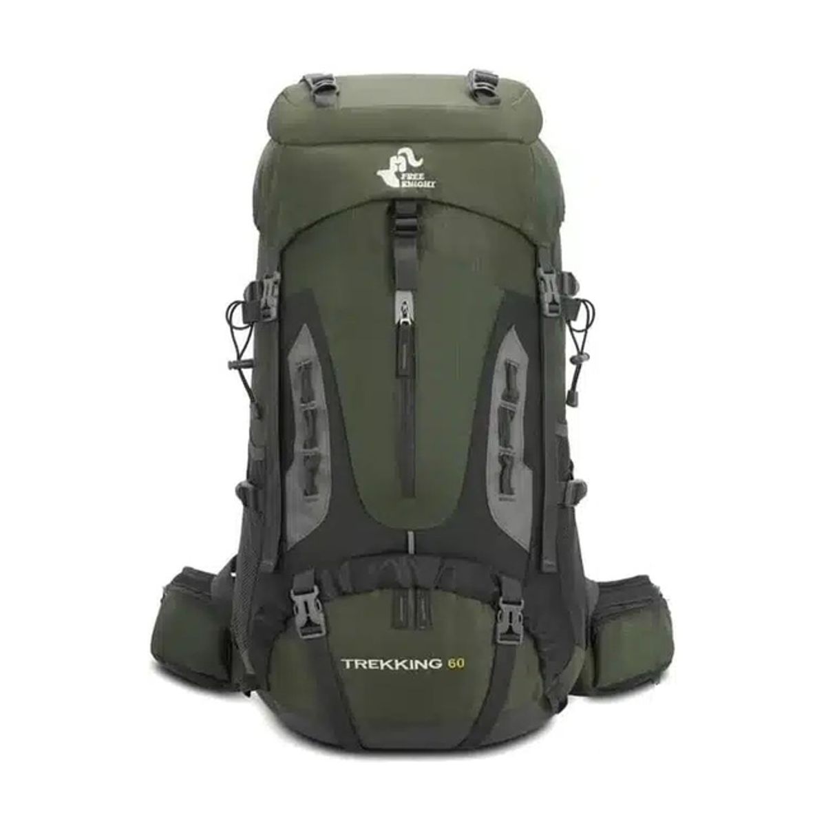 GENERICO - Mochila impermeable 60L con cubre mochila color verde.