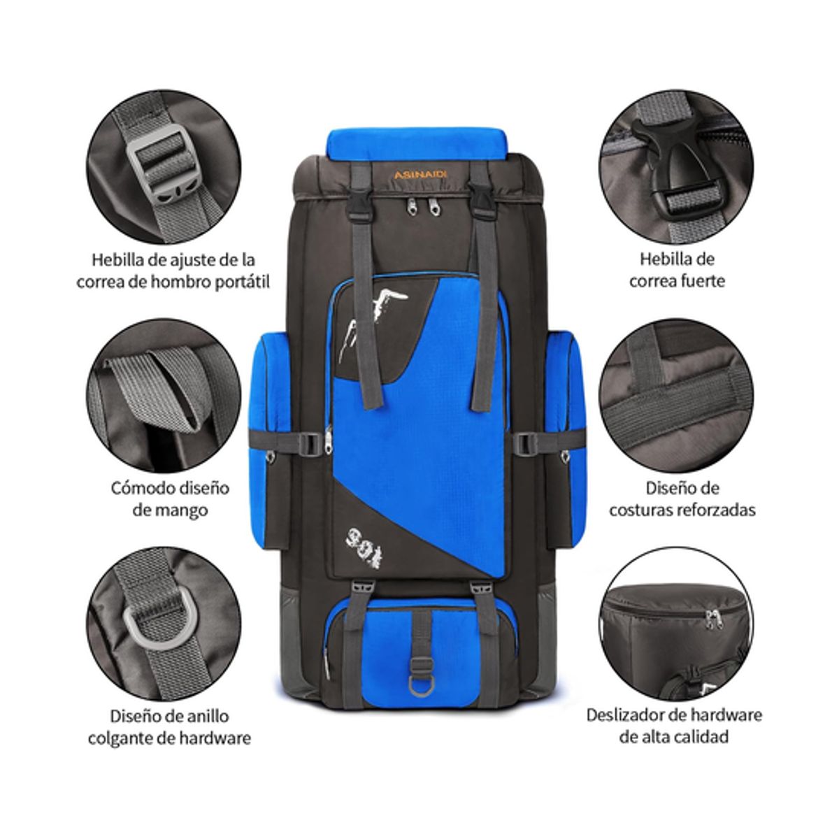 GENERICO - Mochila impermeable de 90L color azul