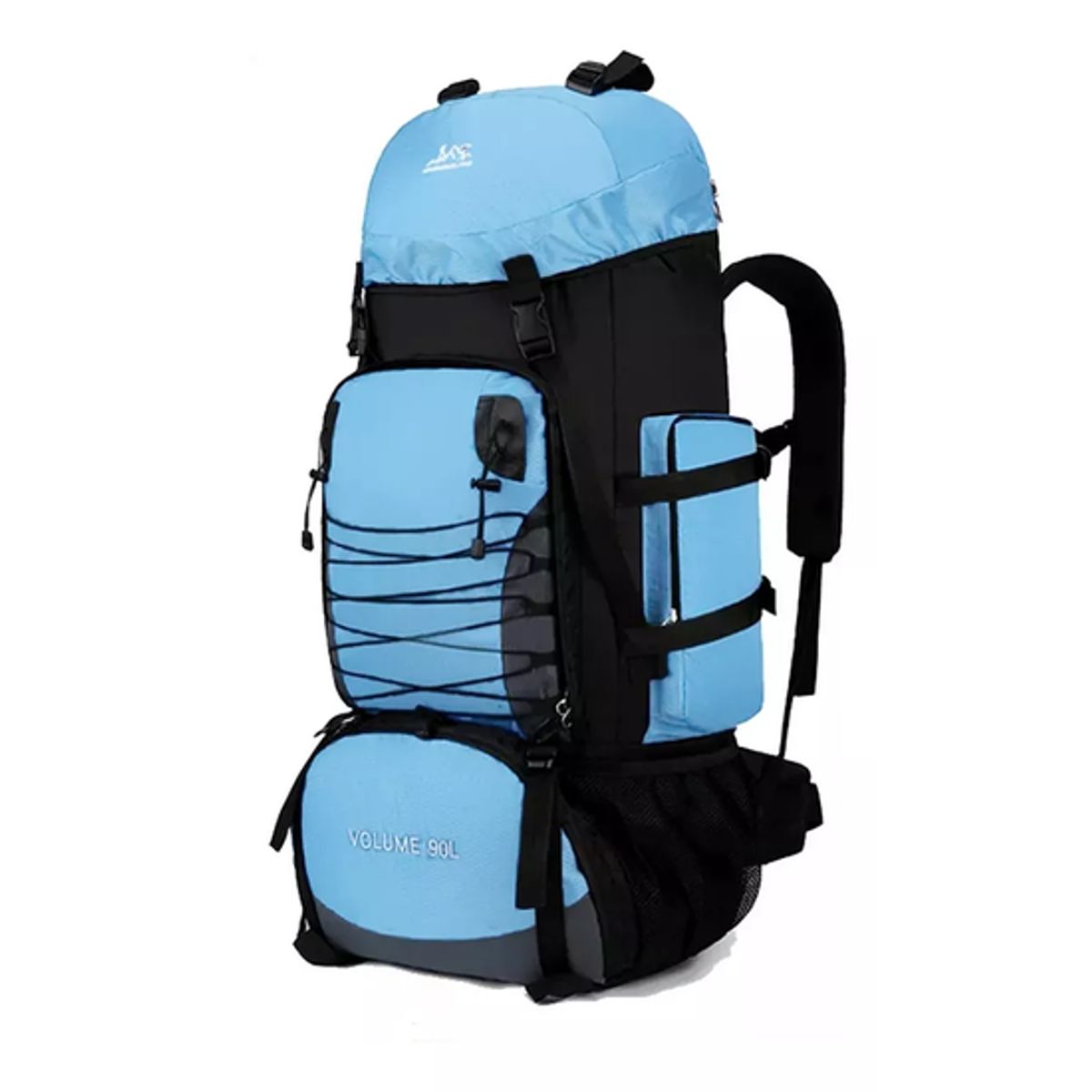 GENERICO - Mochila 90L camping outdoor trekking color celeste.