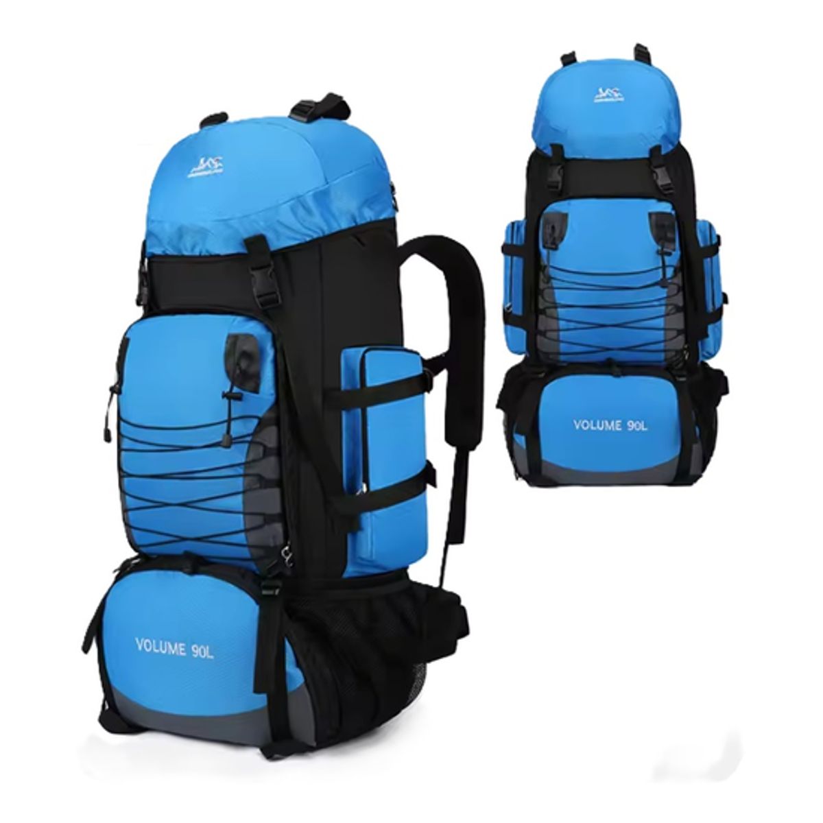 GENERICO - Mochila 90L camping outdoor trekking color celeste.