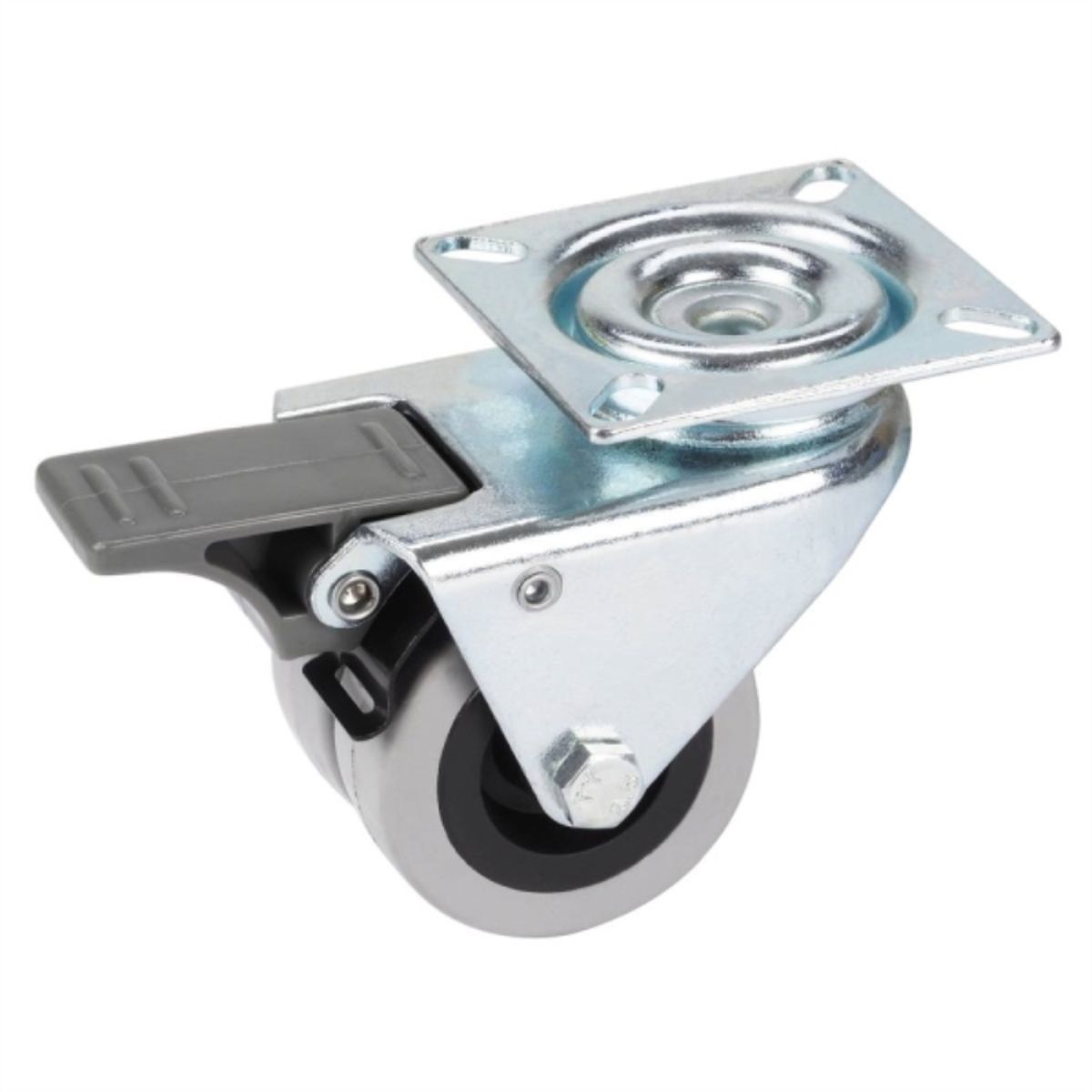 KUTZ - Rueda Giratoria doble con freno 50mm goma 80kg Uso Doméstico